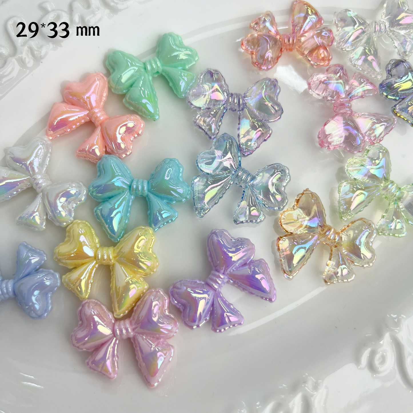 Colorful Lace Balloon Bow Acrylic Straight Hole Beads