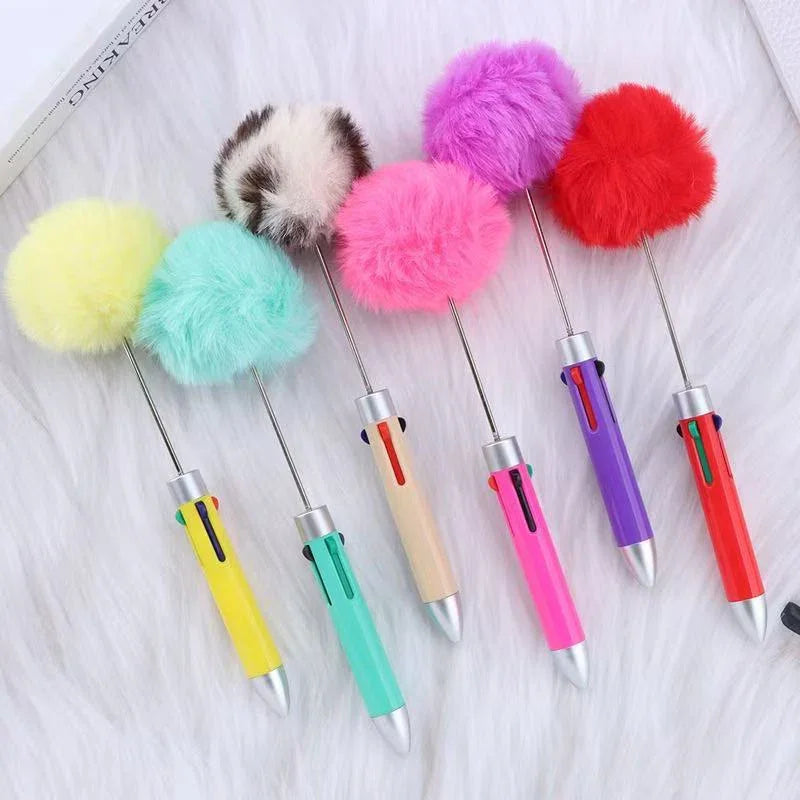 Four-color ball-shaped pen, fun four-in-one push-button journal ballpoint pen