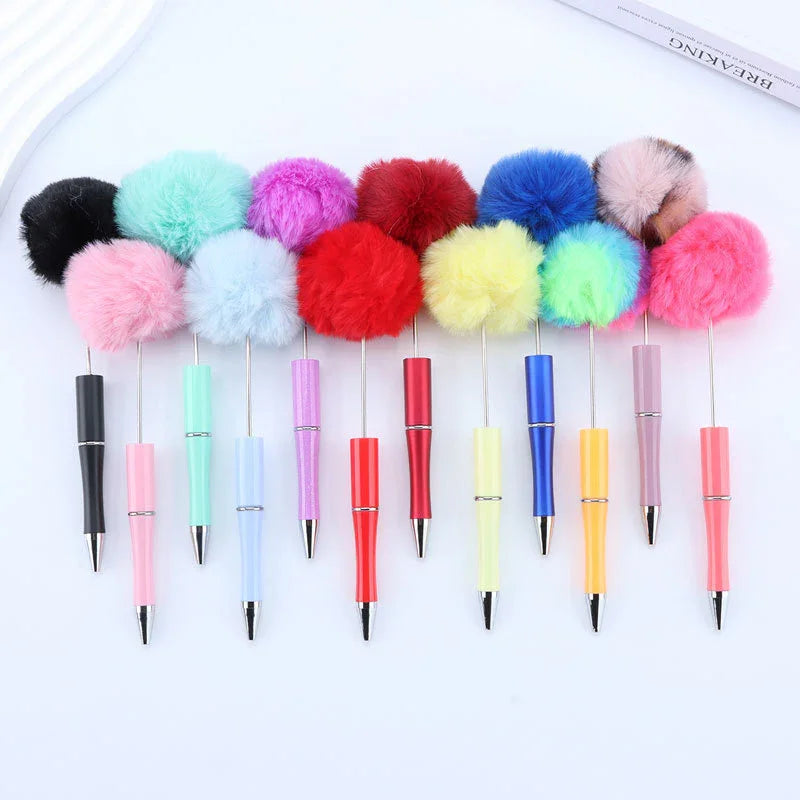 Hair ball bead pen ins macaron furry ballpoint pen