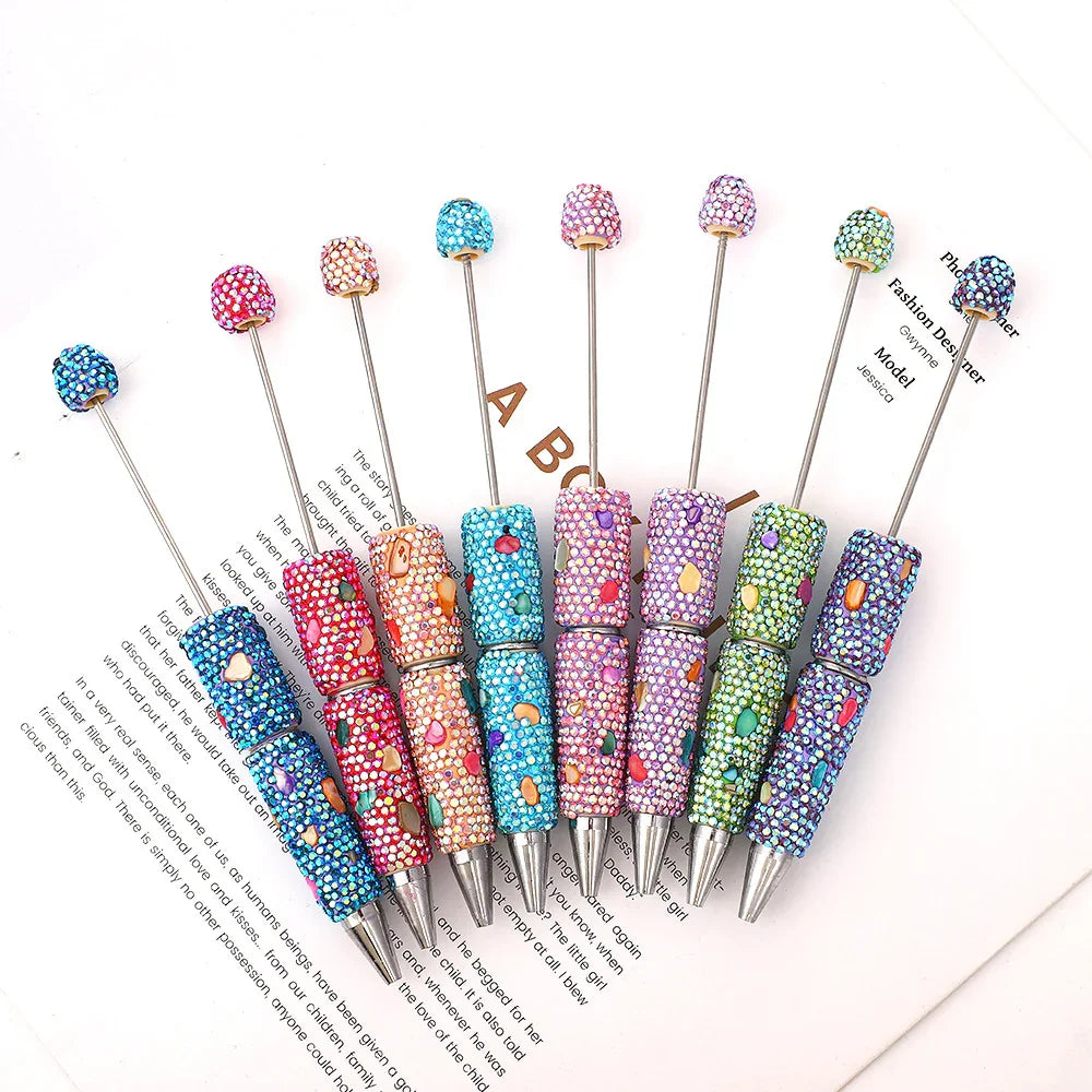 Colorful shell full diamond bead pen hand-threaded full diamond ballpoint pen