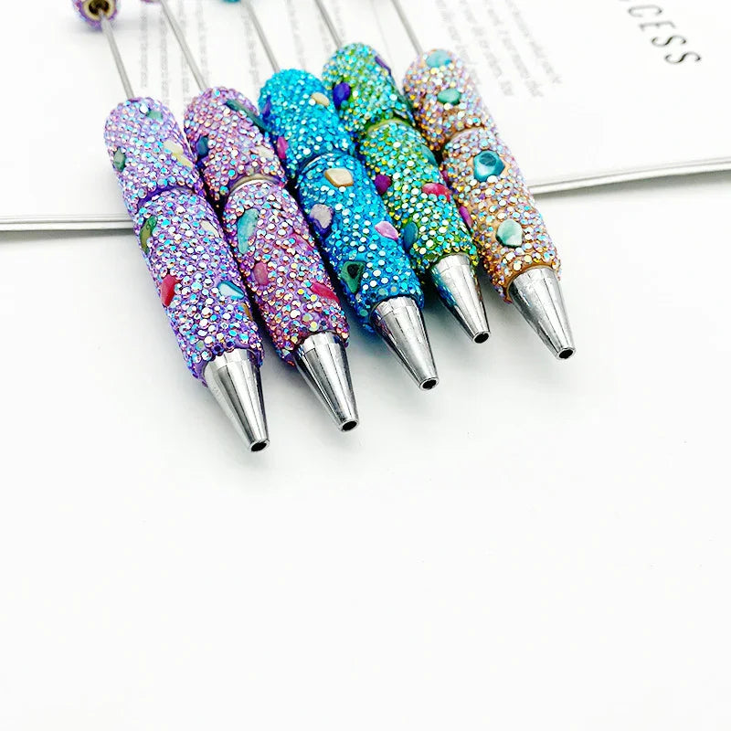 Colorful shell full diamond bead pen hand-threaded full diamond ballpoint pen
