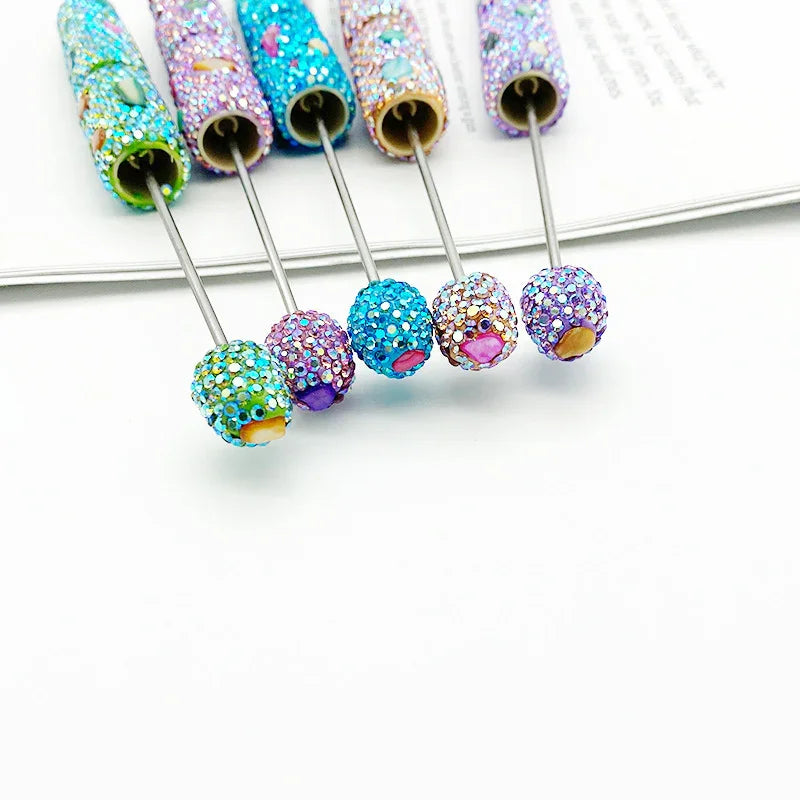 Colorful shell full diamond bead pen hand-threaded full diamond ballpoint pen