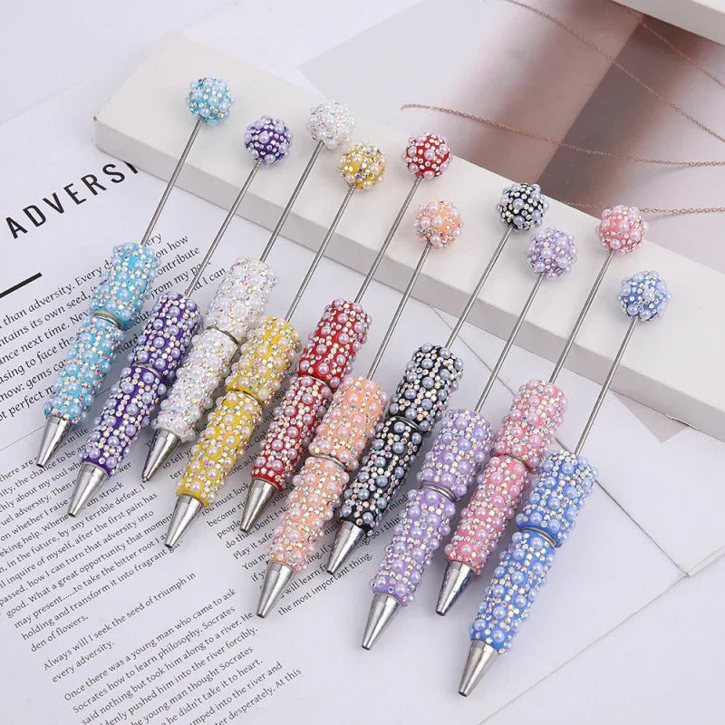 Pearl-encrusted diamond ballpoint pen