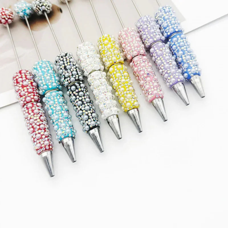 Pearl-encrusted diamond ballpoint pen