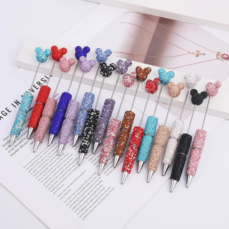 Mickey Mouse head full diamond bead pen Creative cartoon beaded diamond ballpoint pen