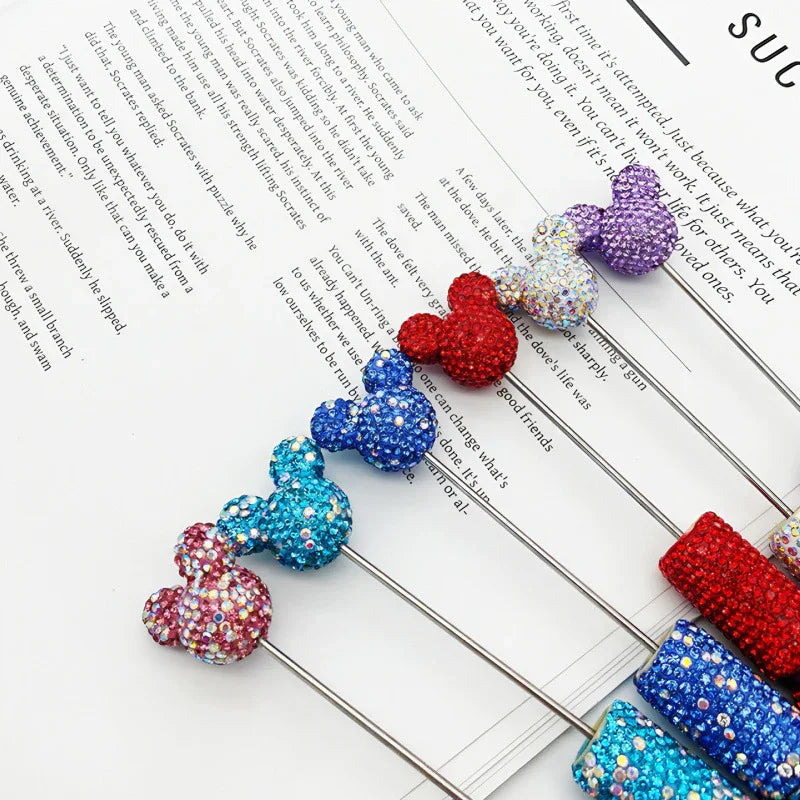 Mickey Mouse head full diamond bead pen Creative cartoon beaded diamond ballpoint pen