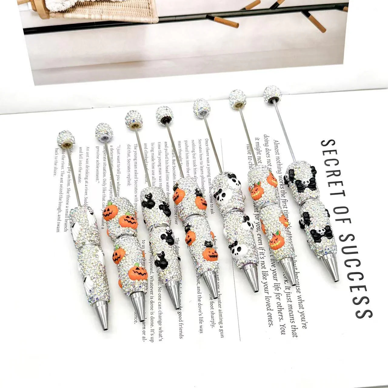 Cartoon diamond bead pen creative Labubu Halloween ballpoint pen