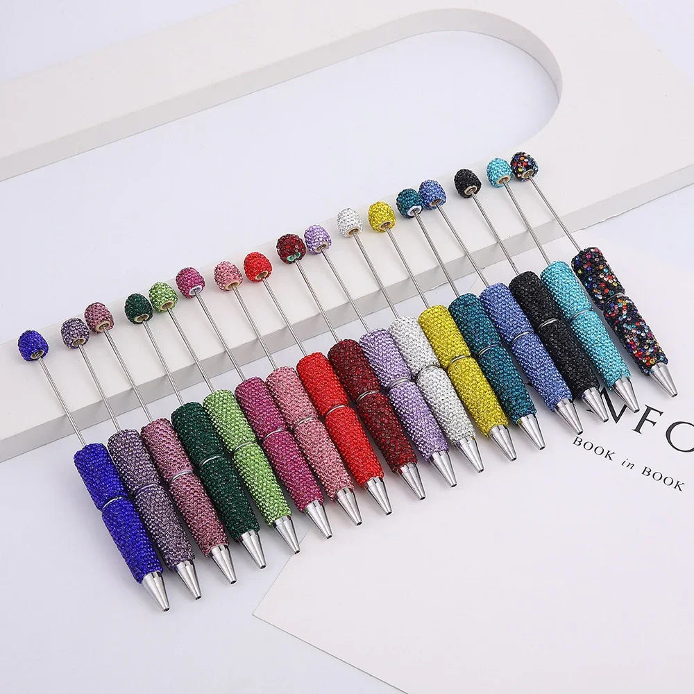 Solid color full diamond bead pen handmade full diamond threadable ballpoint pen