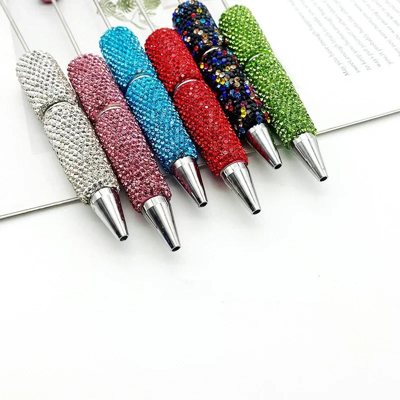 Solid color full diamond bead pen handmade full diamond threadable ballpoint pen
