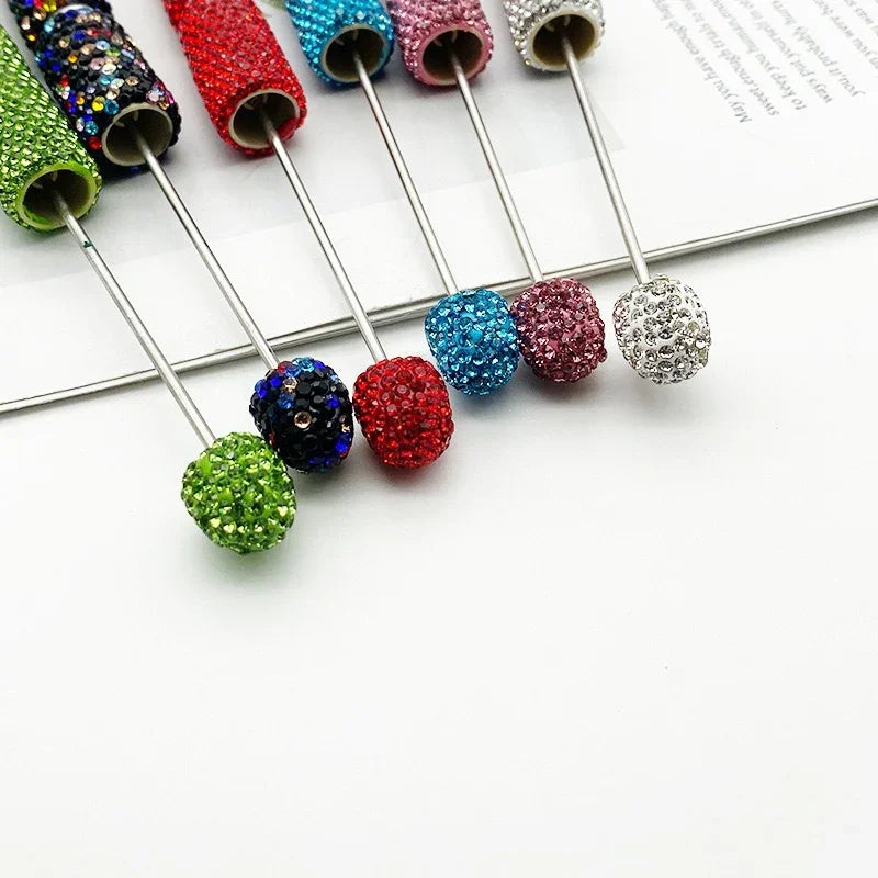 Solid color full diamond bead pen handmade full diamond threadable ballpoint pen