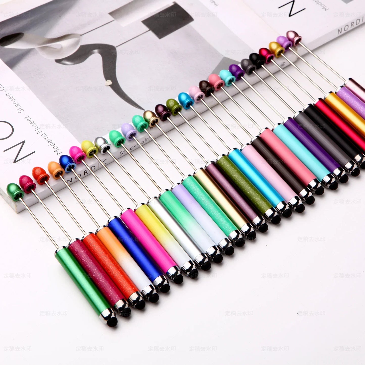 No coil touch screen bead pen hand-threaded cute bead pen