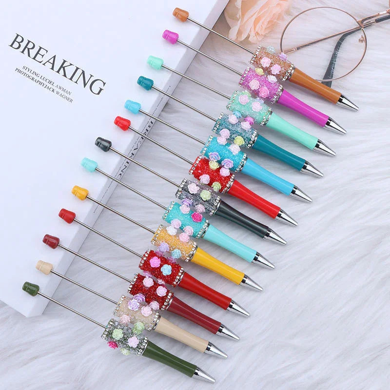Sugar Flower Bead Pen Educational Rose Twirl Ballpoint Pen