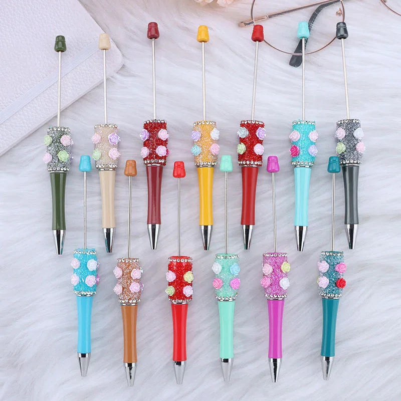 Sugar Flower Bead Pen Educational Rose Twirl Ballpoint Pen