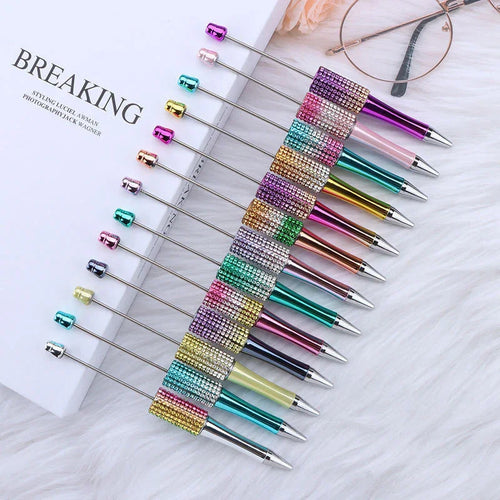 Colorful diamond bead pen Hand-plated gradient ballpoint pen
