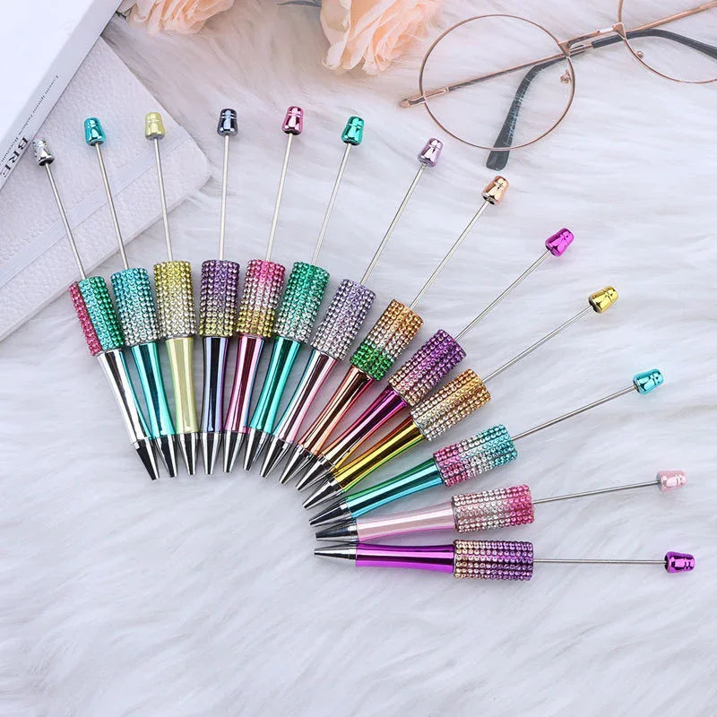 Colorful diamond bead pen Hand-plated gradient ballpoint pen
