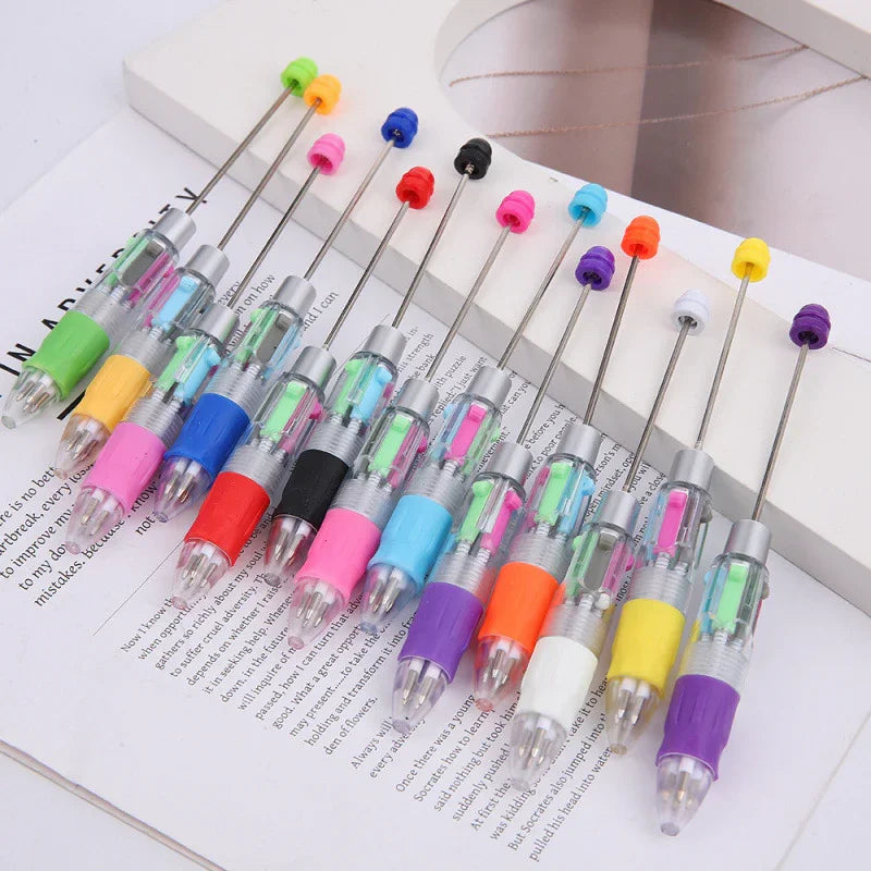 Cartoon four-color ballpoint pen student puzzle marking key points ballpoint pen