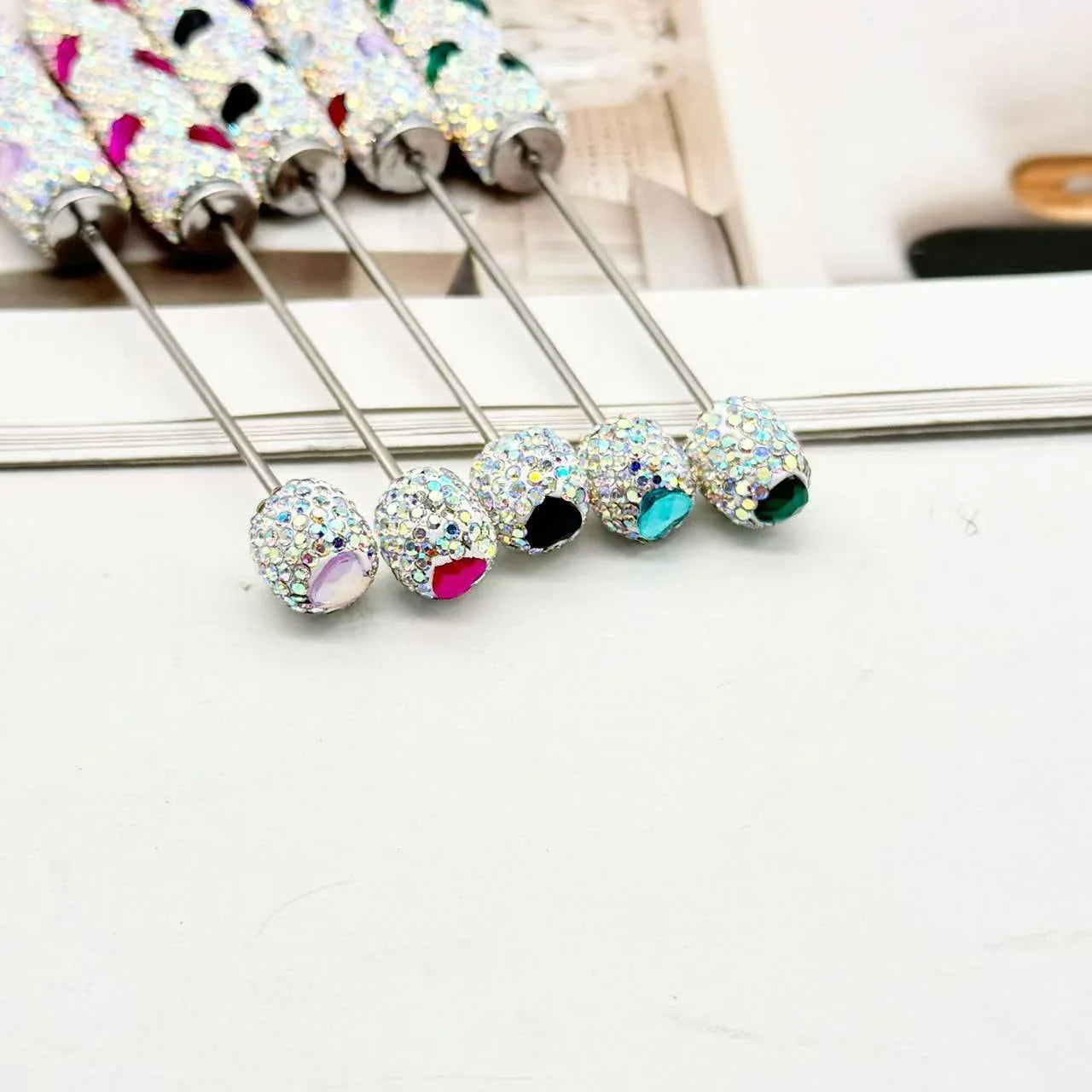 Heart Touch Screen Diamond Bead Pen Colorful Rhinestone Cute Grain Pen Multifunctional Touch Capacitive Pen