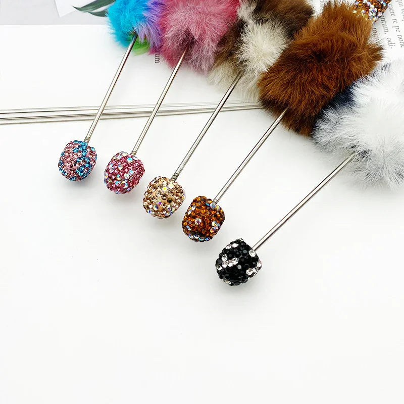 Leopard print full diamond bead pen Furry AB diamond bead pen