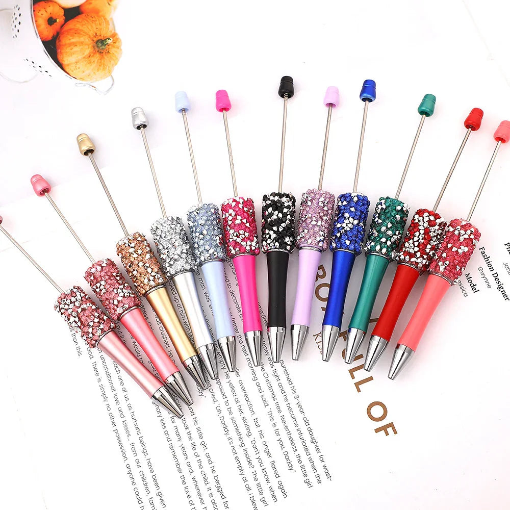 Diamond bead pen with high value multi-color diamond messy beads ballpoint pen