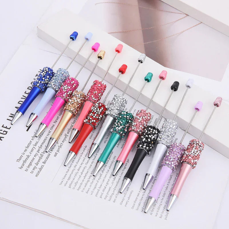 Diamond bead pen with high value multi-color diamond messy beads ballpoint pen