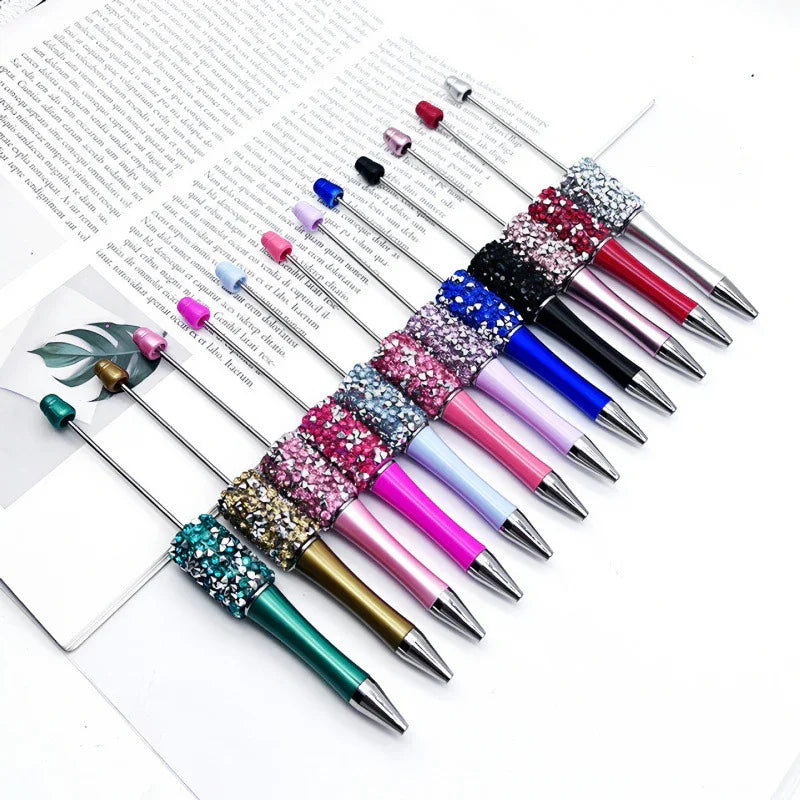 Diamond bead pen with high value multi-color diamond messy beads ballpoint pen
