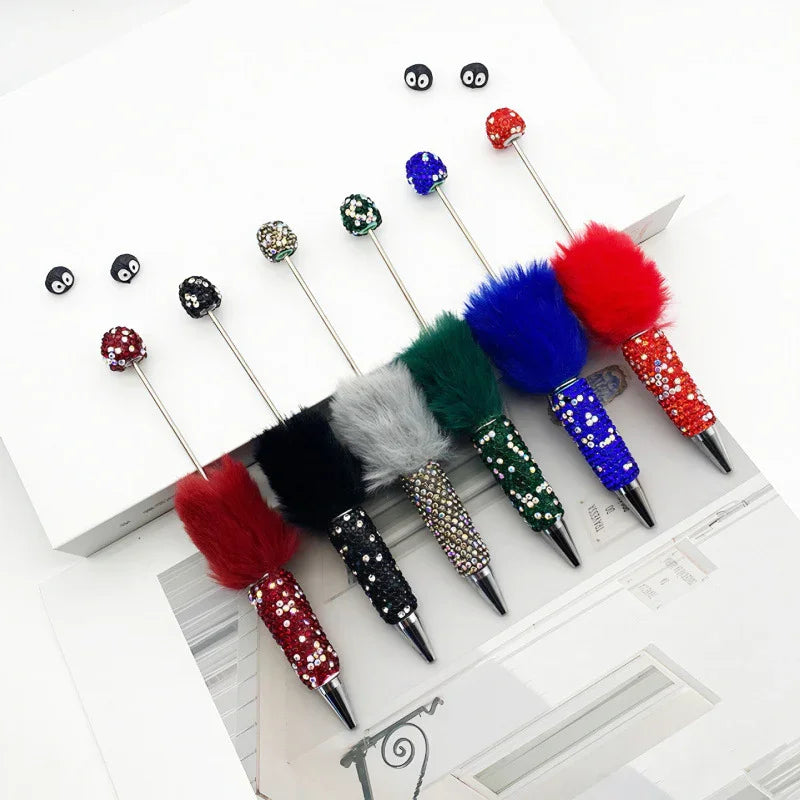 AB plush diamond bead pen DIY furry diamond ballpoint pen