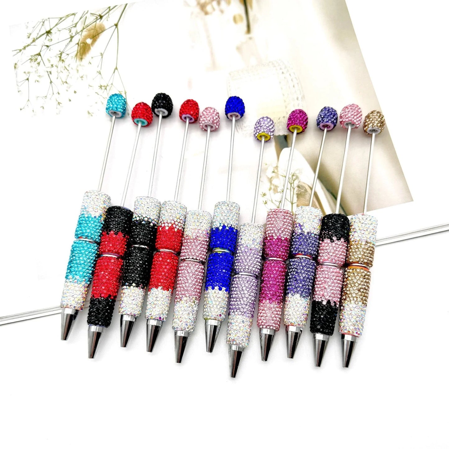 Gradient full diamond bead pen creative full diamond signature ballpoint pen