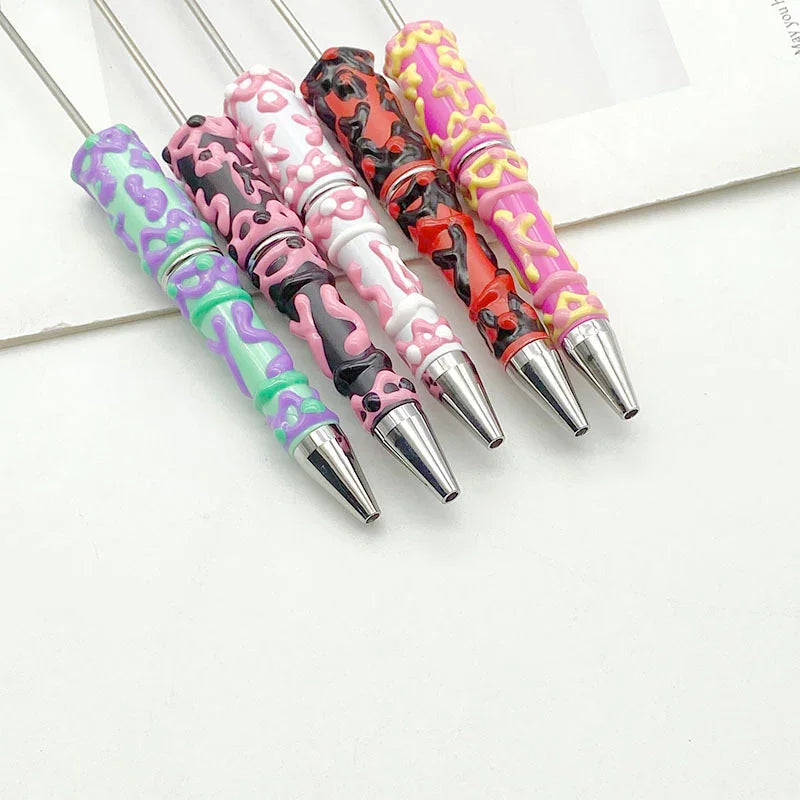 Painted bead pen pure handmade cream cute grain pen