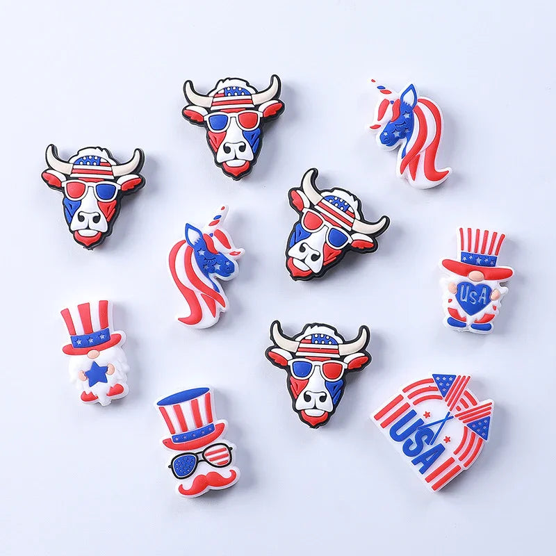 Independence Day themed silicone beads loose beads DIY bead pen USA silicone beads