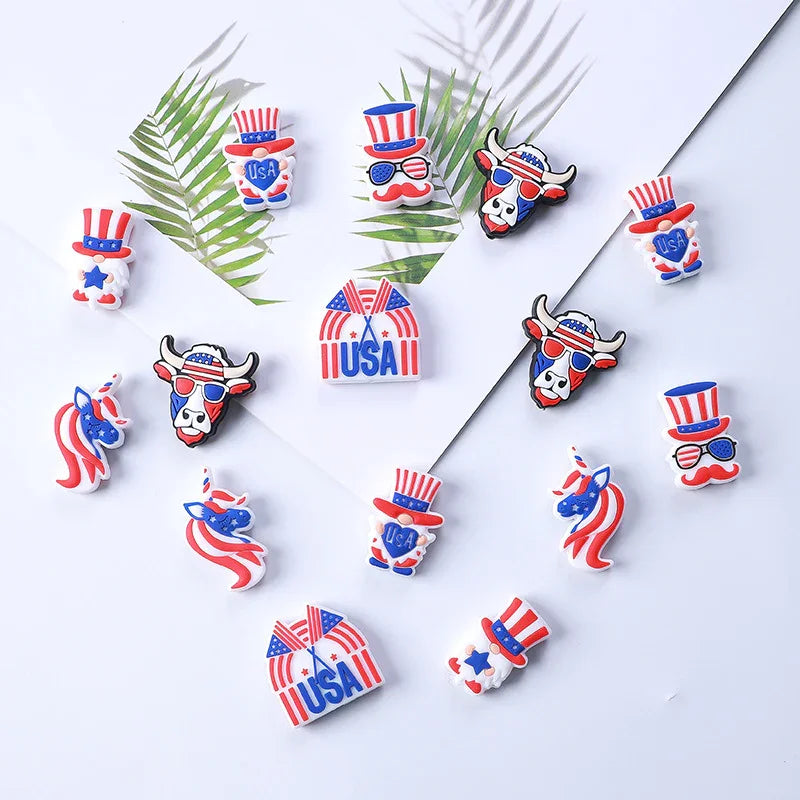 Independence Day themed silicone beads loose beads DIY bead pen USA silicone beads