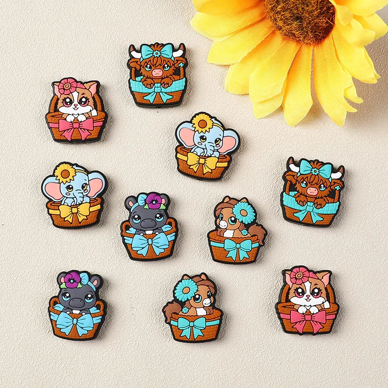 Creative animal silicone beads cute highland cattle children's silicone beads