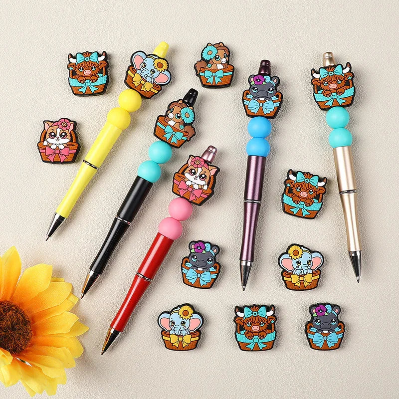 Creative animal silicone beads cute highland cattle children's silicone beads