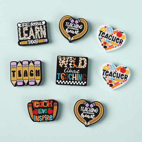 Silicone beads for necklaces, decorative accent beads, and teacher's silicone beads