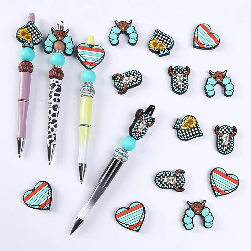 Turquoise Daisy Silicone Beads Bead Accessories Cartoon Bull Head Silicone Beads