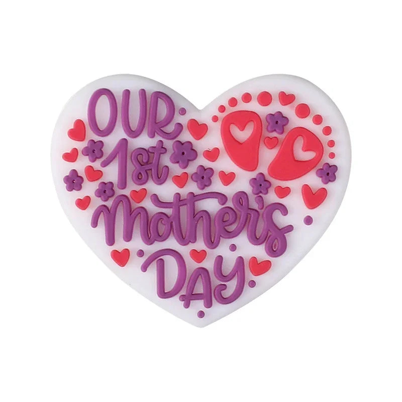Mother's Day 3D silicone beads DIY pen bracelet mom jewelry decorative beaded heart-shaped silicone beads
