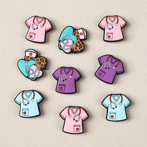Nurse uniform silicone beads cute cartoon stethoscope loose beads