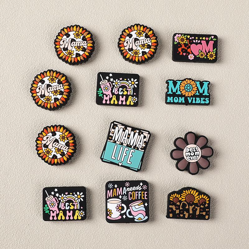 MAMA silicone beads for maternal and infant products, bulk cartoon flower silicone beads