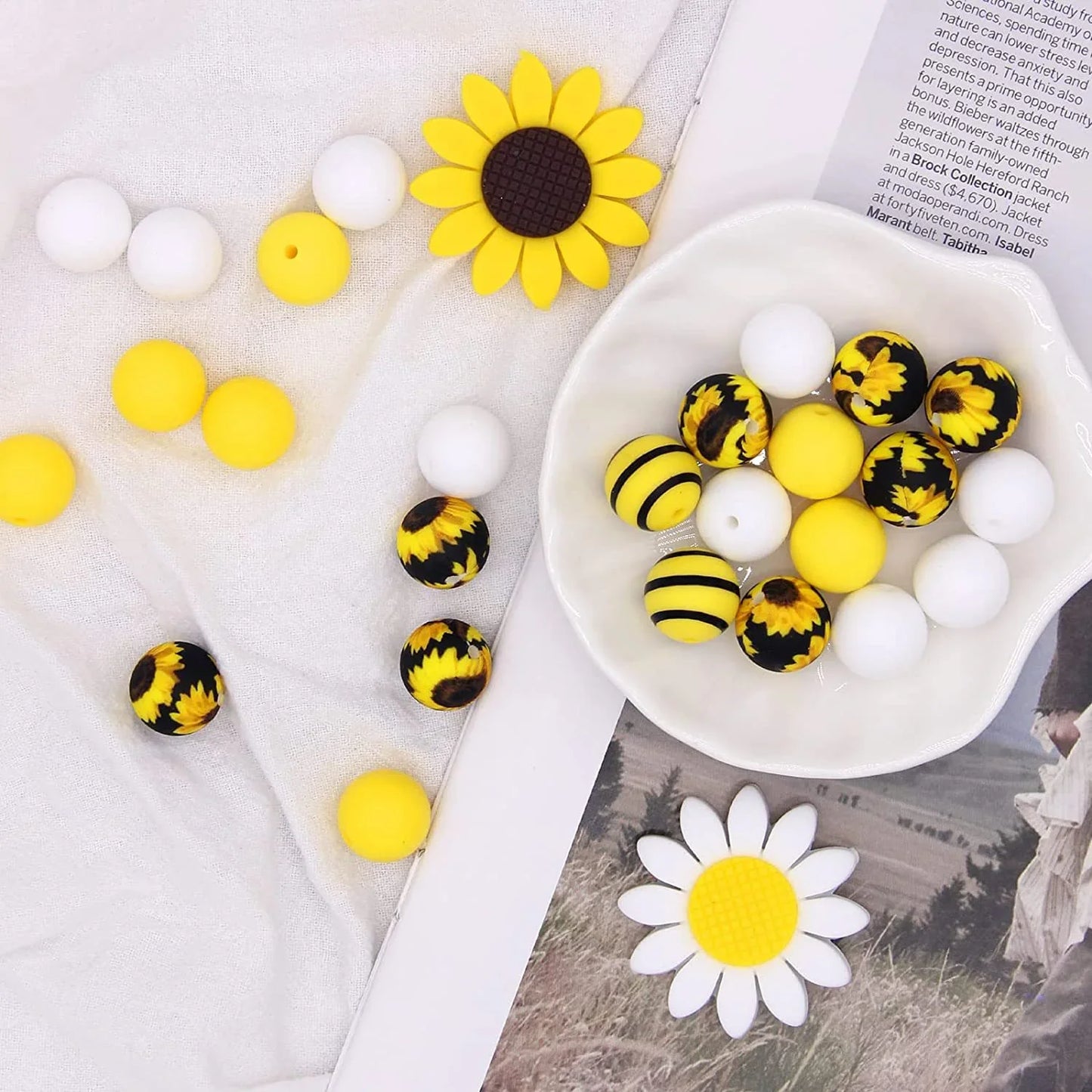 Sunflower silicone beads DIY handmade jewelry accessories sunflower loose beads