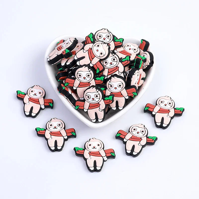 Rainbow Little White Horse Cartoon Rottweiler silicone beads puppy loose beads