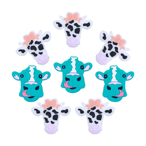 Cow silicone beads loose beads cartoon bull head silicone beads