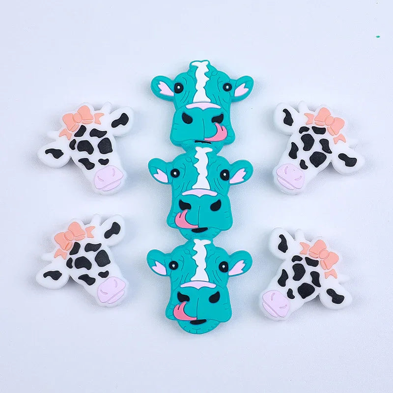 Cow silicone beads loose beads cartoon bull head silicone beads
