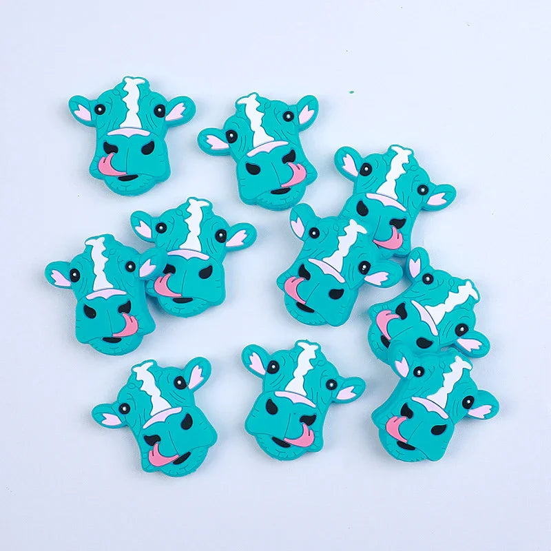 Cow silicone beads loose beads cartoon bull head silicone beads