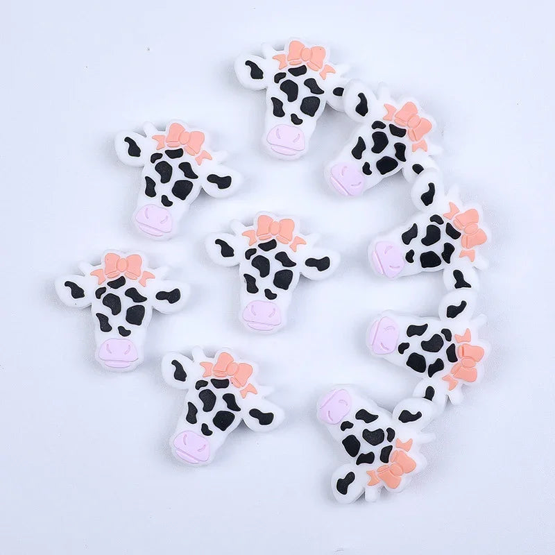 Cow silicone beads loose beads cartoon bull head silicone beads