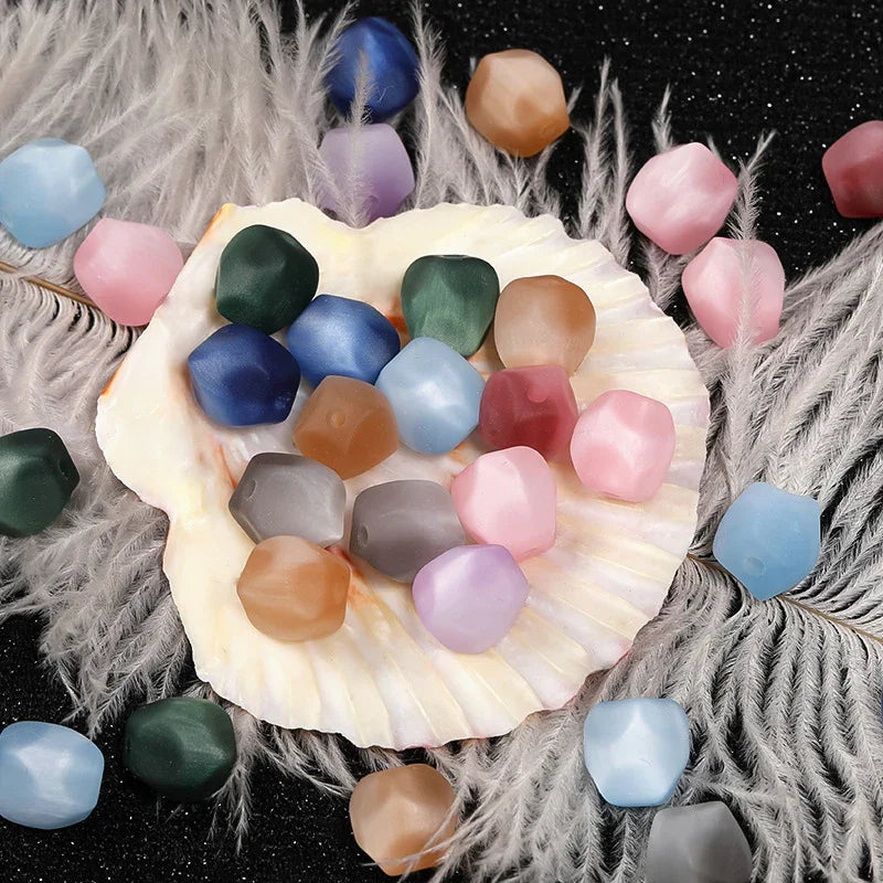 Matte velvet resin cat's eye beads irregular geometric beads