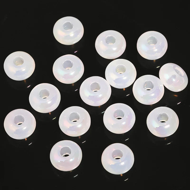 UV colorful color plated solid color Marbei acrylic wheel beads abacus beads large hole straight hole 100pcs