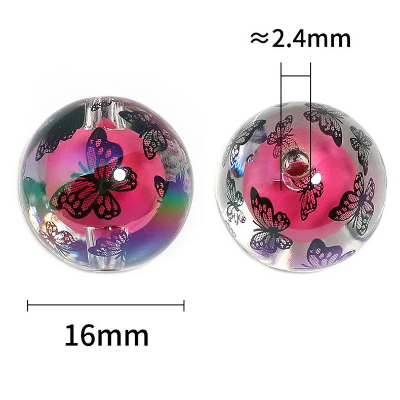 Acrylic Beads transparent UV plating high cold black butterfly 16MM