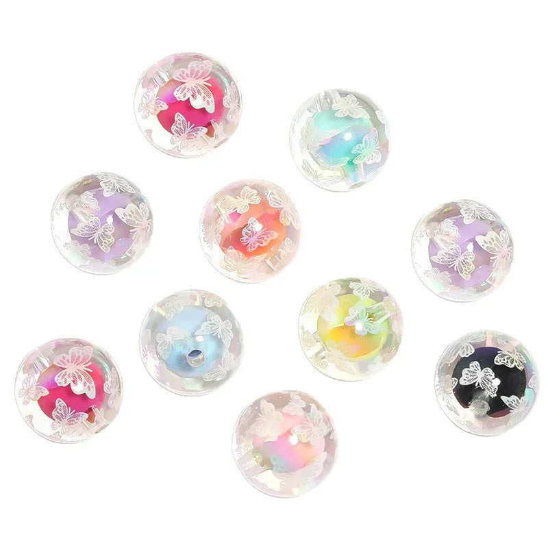 Acrylic Beads transparent UV plating high cold black butterfly 16MM