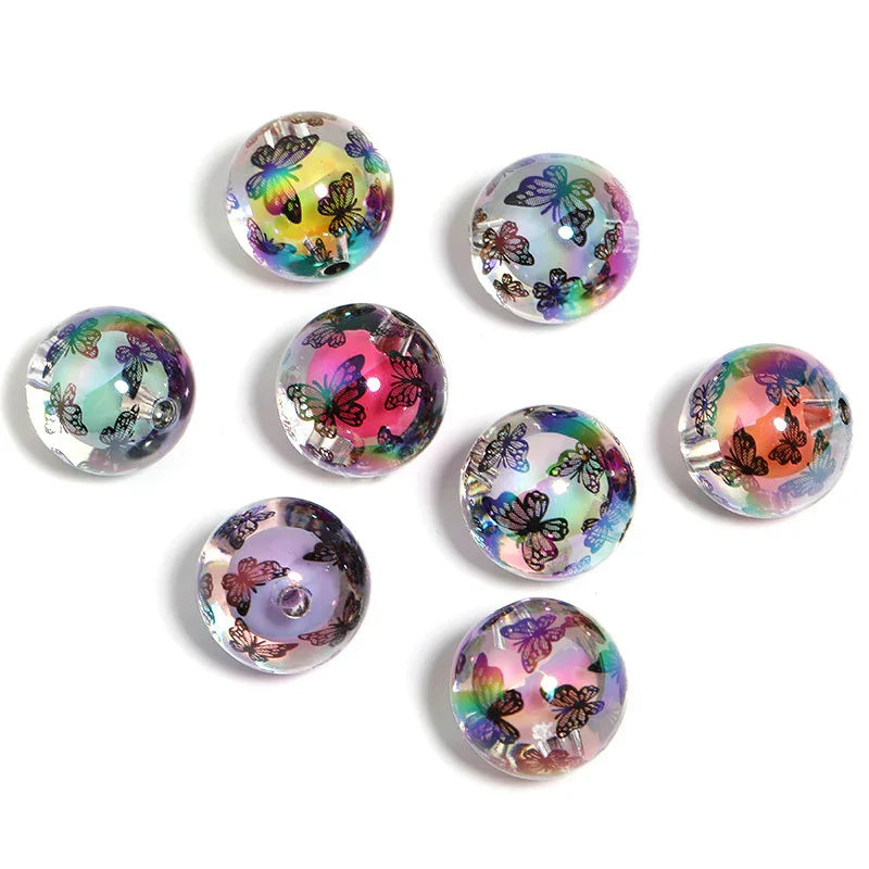 Acrylic Beads transparent UV plating high cold black butterfly 16MM