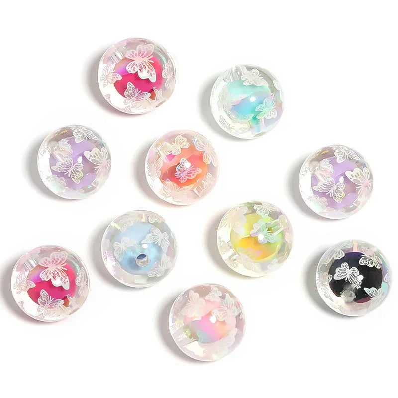 Acrylic Beads transparent UV plating high cold black butterfly 16MM