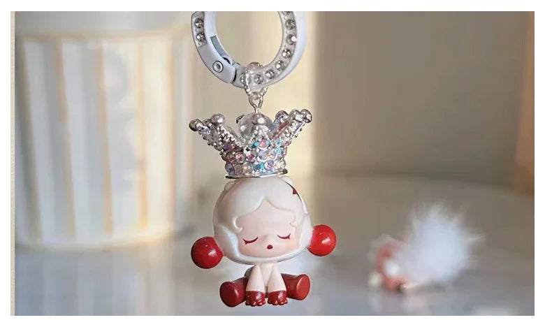 Vintage alloy rhinestone stereo crown pendant